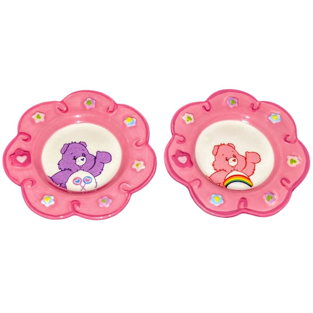 Lot of 2 Vtg 2005 Care Bears Collectible Share Bear & Cheer Bear Saucer Plates